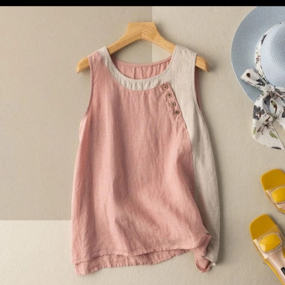 LOVEU.DEAR pink and white tank top say’s size 1X but seem’s small no stretch - Picture 2 of 13